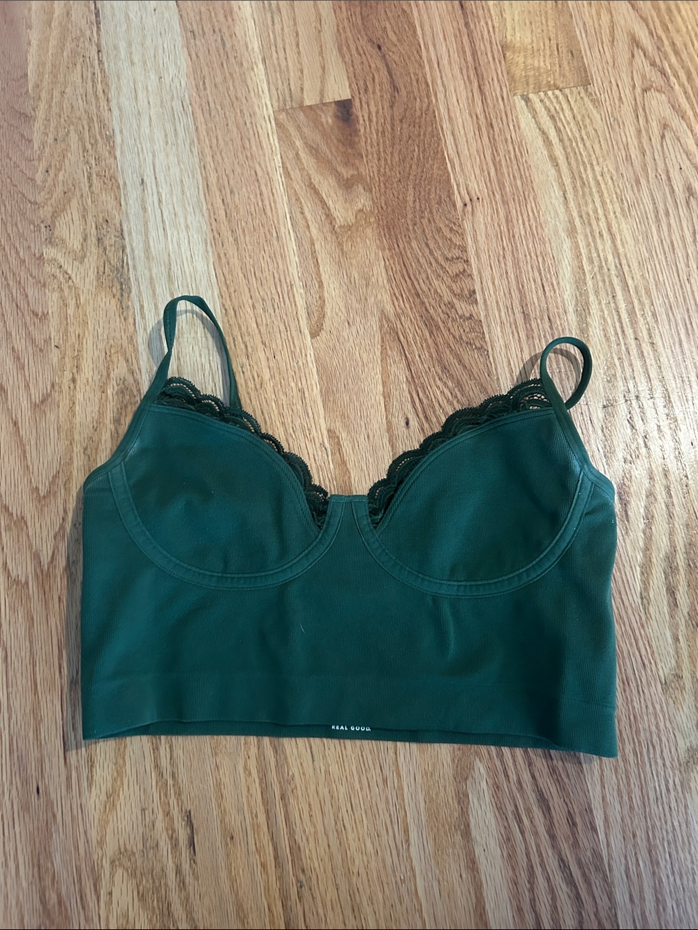 aerie Deep Green Lace-Trim Bralette
